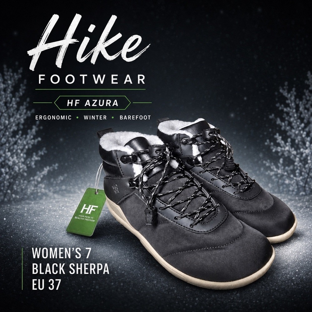 Hike Footwear HF Barefoot Winter Boots Black Faux Fur Lined Minimalist Shoes